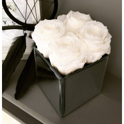 Mirror Box Ivory one year Roses Gift arrangement 2