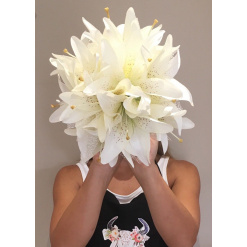 Classic Ivory Lilly Faux Bridal Posy Bouquet 2