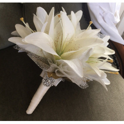 Classic Ivory Lilly Faux Bridal Posy Bouquet