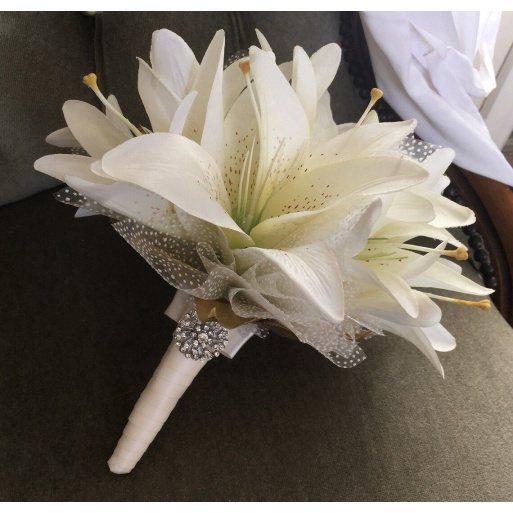 Classic Ivory Lilly Faux Bridal Posy Bouquet