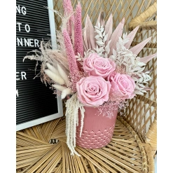 Pinks Preserved one year Roses gift arrangement