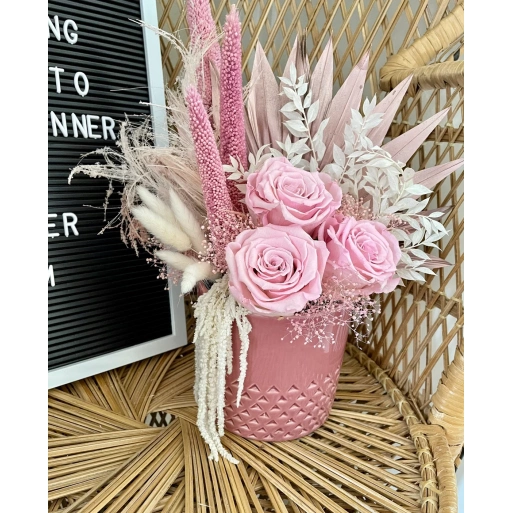 Pinks Preserved one year Roses gift arrangement
