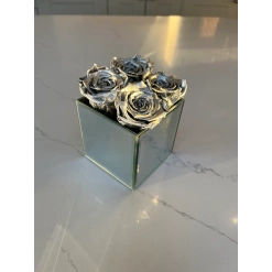 Mirror Box Silver one year Roses Gift arrangement