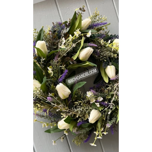 Dance of the tulips Wild Spring Faux Door wreath 2