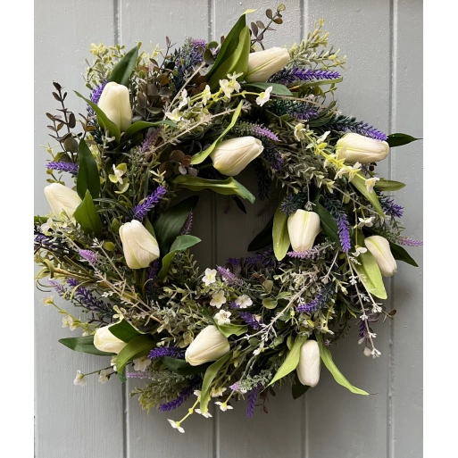 Dance of the tulips Wild Spring Faux Door wreath