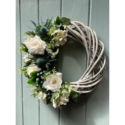 Whitewashed Grey Willow Door wreath