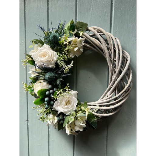Whitewashed Grey Willow Door wreath