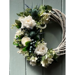 Whitewashed Grey Willow Door wreath 2