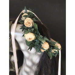 Garden rose and Eucalyptus preserved Floral Crown