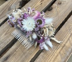 Mixed pink lilac preserved floral Hair Comb Slide