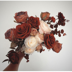 Modern Boho Rust & Peach Faux Floral Wild Wedding Bouquet