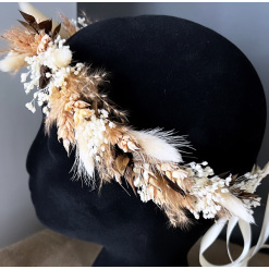 Preserved Dried Coral Autumnal Floral Crown