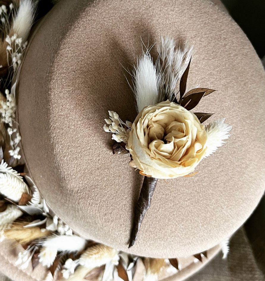 Earth Preserved Rose dried Autumnal tones Floral Buttonhole