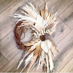 Pampas dried Floral Ivory and Gold large Wall display wreath