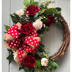A’more Luxury Faux Rose & Peony polka Door Wreath