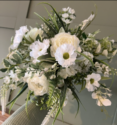 Everlasting Garden Green Freeform Realistic Faux Flowers Boho Bridal Bouquet
