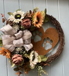 Paws Rust Sunflower Autumn Winter artificial Door willow wreath