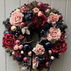 Sugar Plum Luxury mauves pinks navy everlasting Christmas Door wreath
