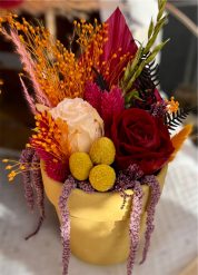 Sustainable preserved rose and dried flower plant pot gift