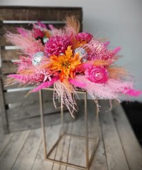 Disco bright wedding party Table centrepiece arrangement