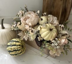 Neutral Pumpkin crate Floral Arrangement | Fall Boho Centerpiece